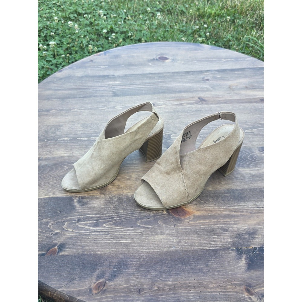 NEW Dexflex Comfort Open Toe Faux Suede Slingback Block Heel Size 8 #6430844